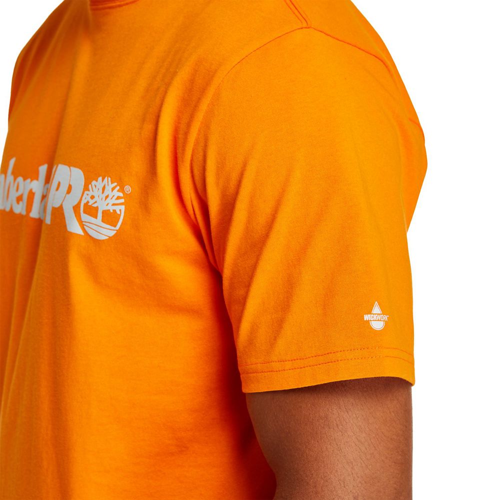 Camisetas Timberland Hombre Pro® Manga Corta Base Plate Wicking Logo Naranjas - Chile SHI-850713